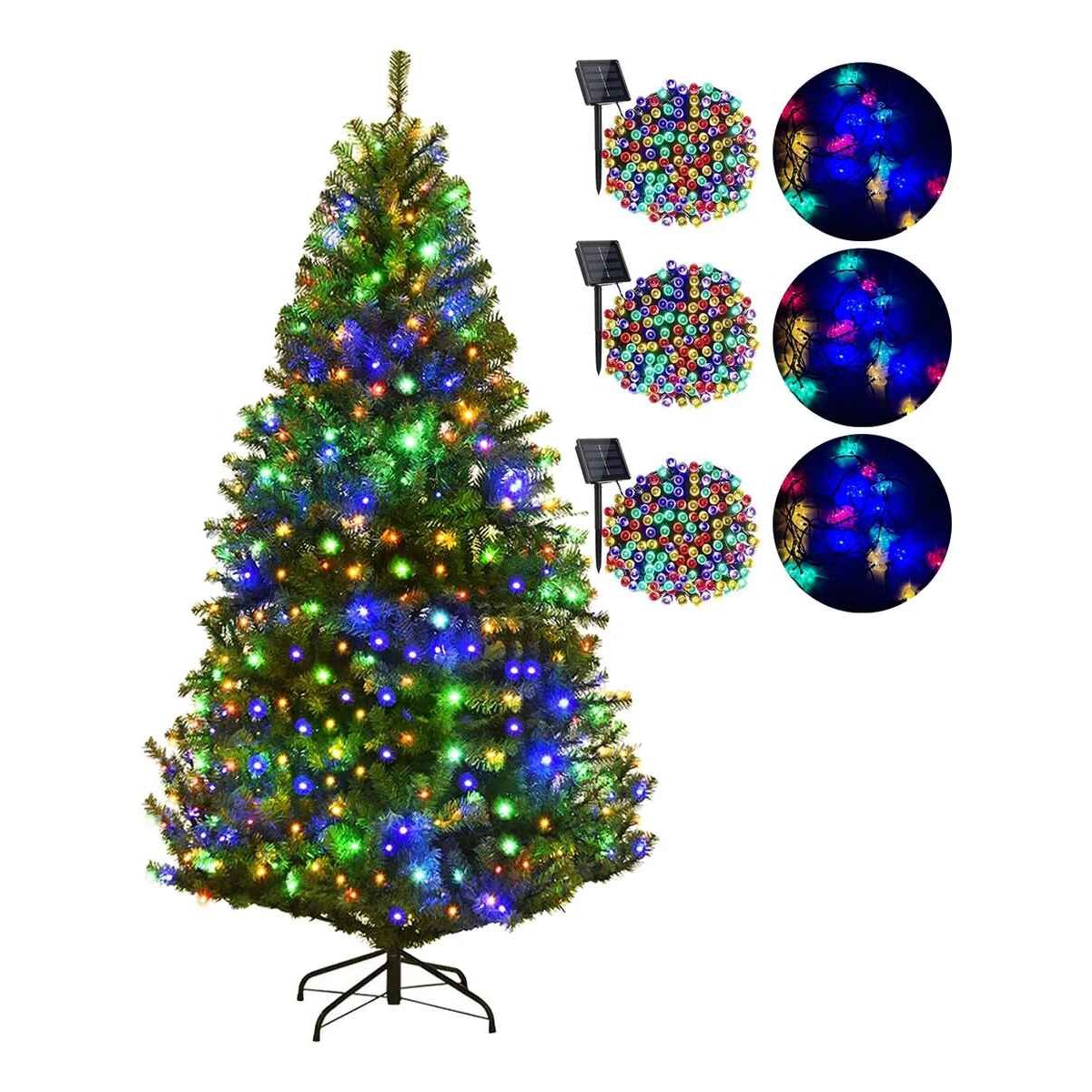 GENERICO - Arbol De Navidad Con Base + 6 Luces Solares Modelos Variados