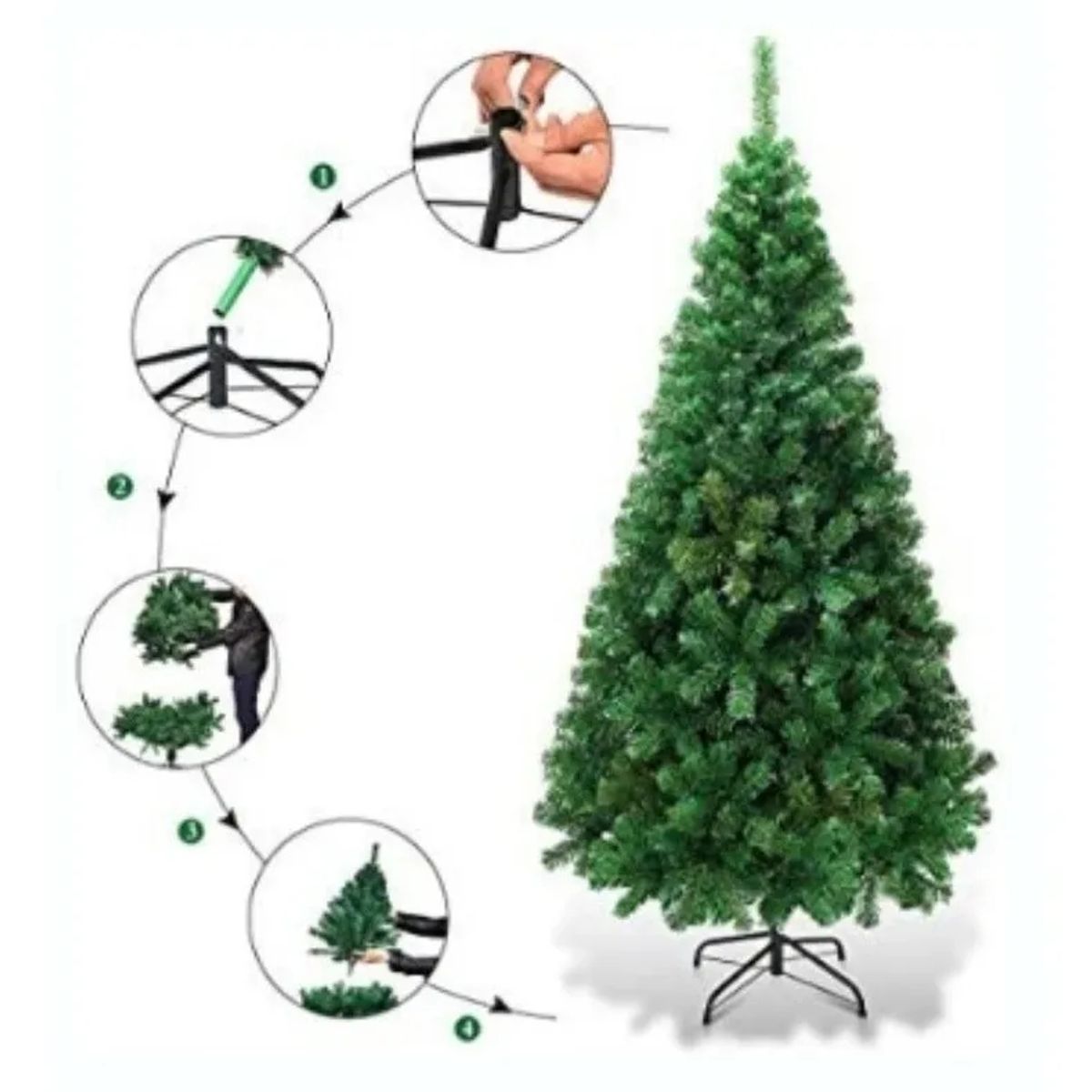 GENERICO - Arbol De Navidad Con Base + 6 Luces Solares Modelos Variados