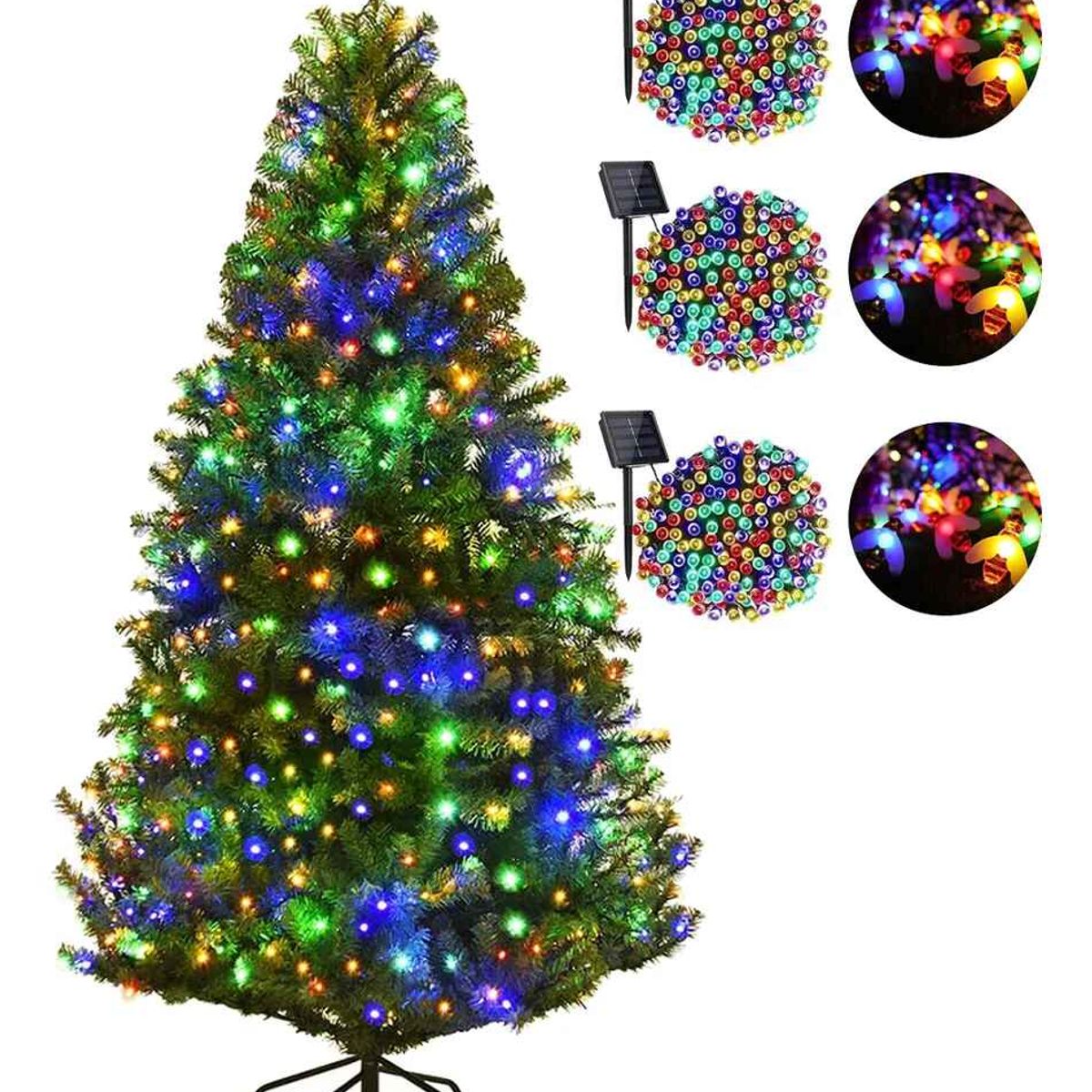 TASBEL - Arbol De Navidad Con Base + 6 Luces Solares Modelos Variados