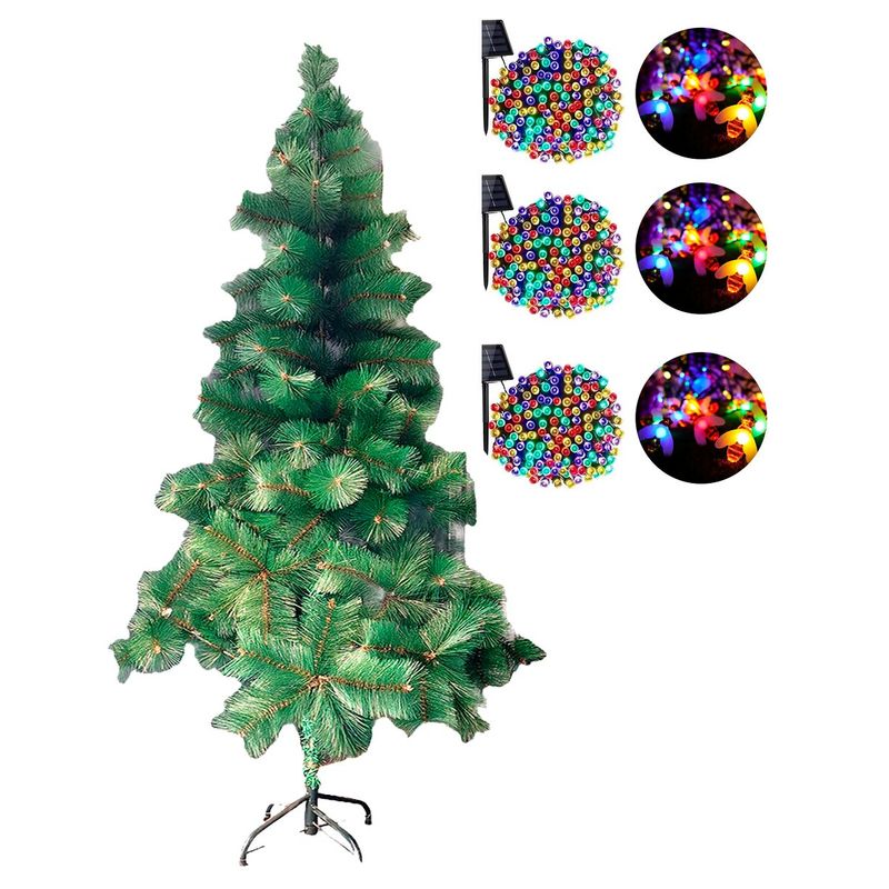 GENERICO - Arbol De Navidad Con Base + 6 Luces Solares Modelos Variados