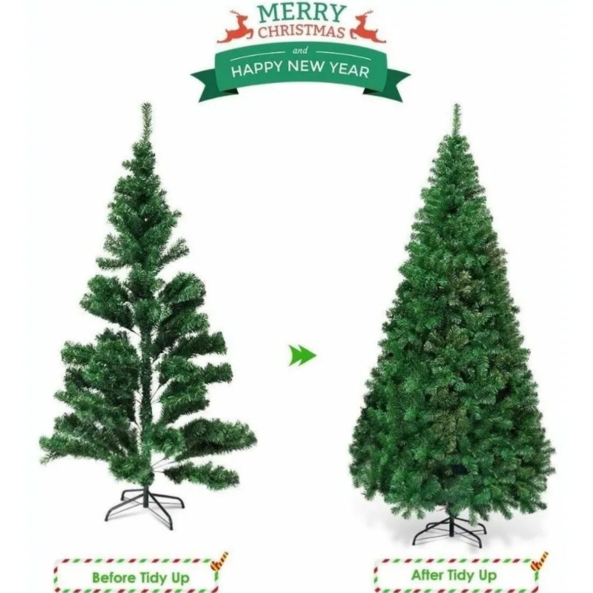 TASBEL - Arbol De Navidad Con Base + 6 Luces Solares Modelos Variados