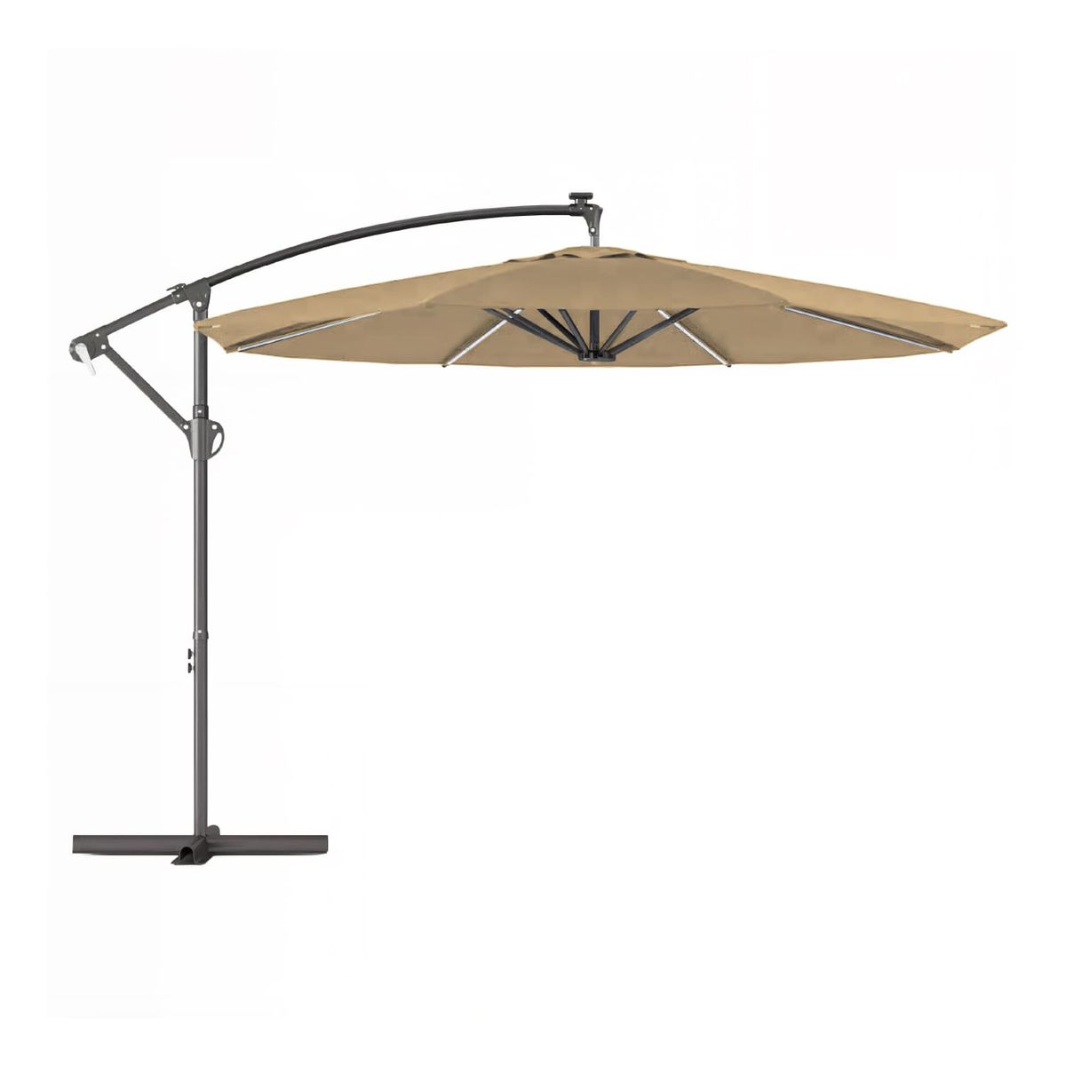 VINCENZI - Quitasol Terraza 360° 3x3 Panel Solar Luz Led Khaki Vincenzi