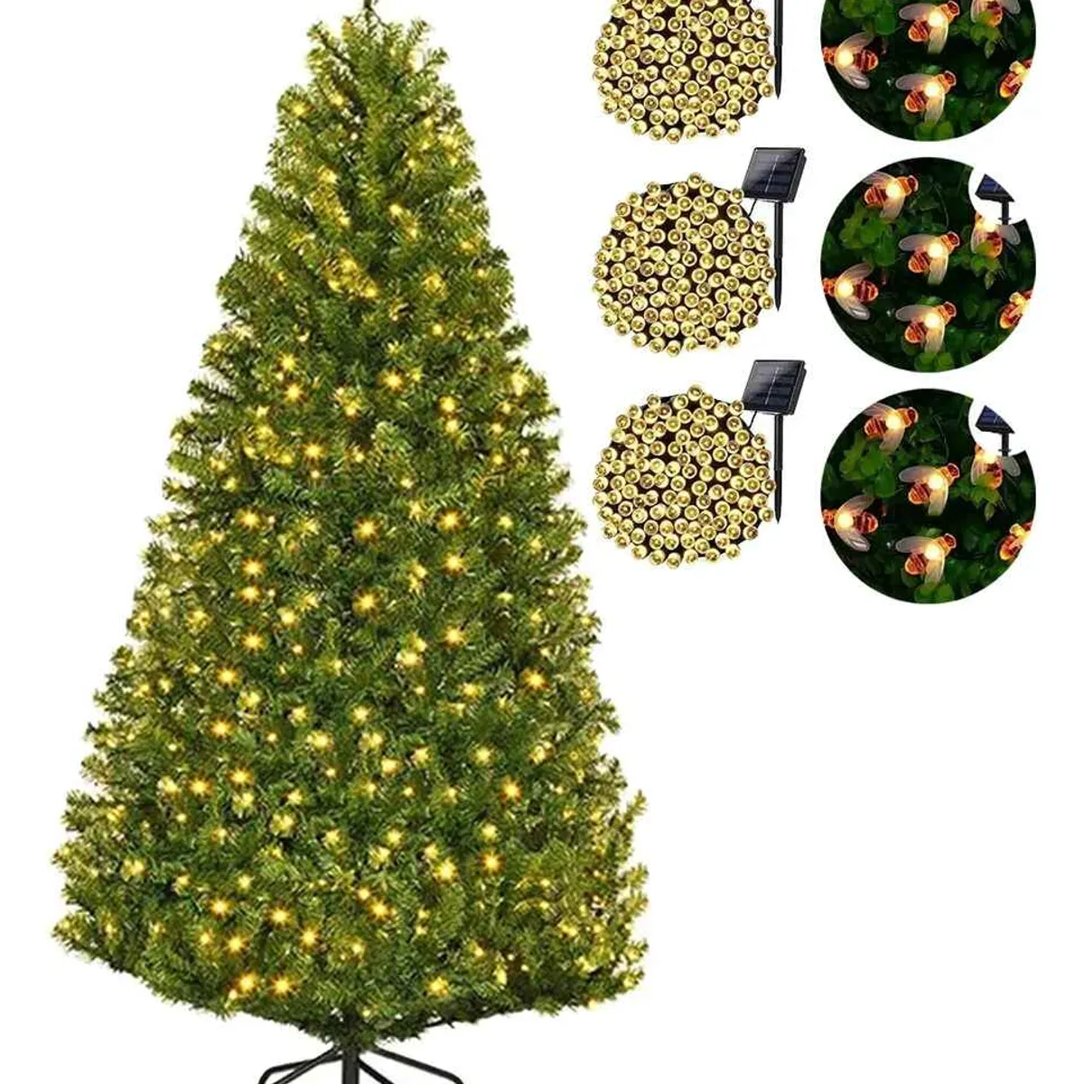 GENERICO - Arbol De Navidad Con Base + 6 Luces Solares Modelos Variados