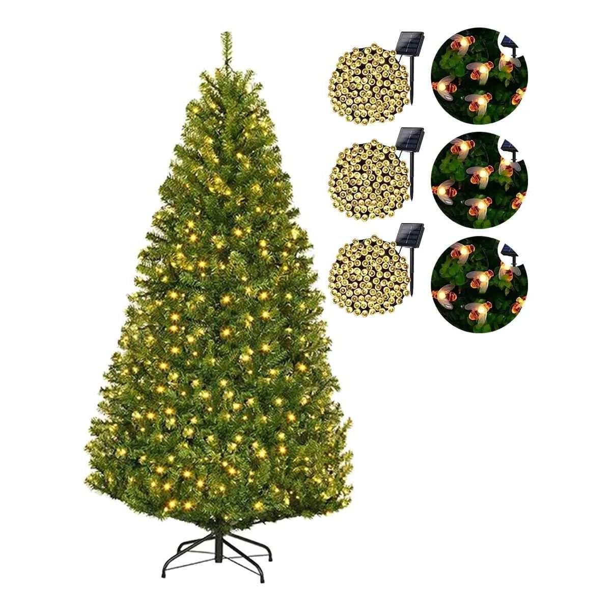 GENERICO - Arbol De Navidad Con Base + 6 Luces Solares Modelos Variados