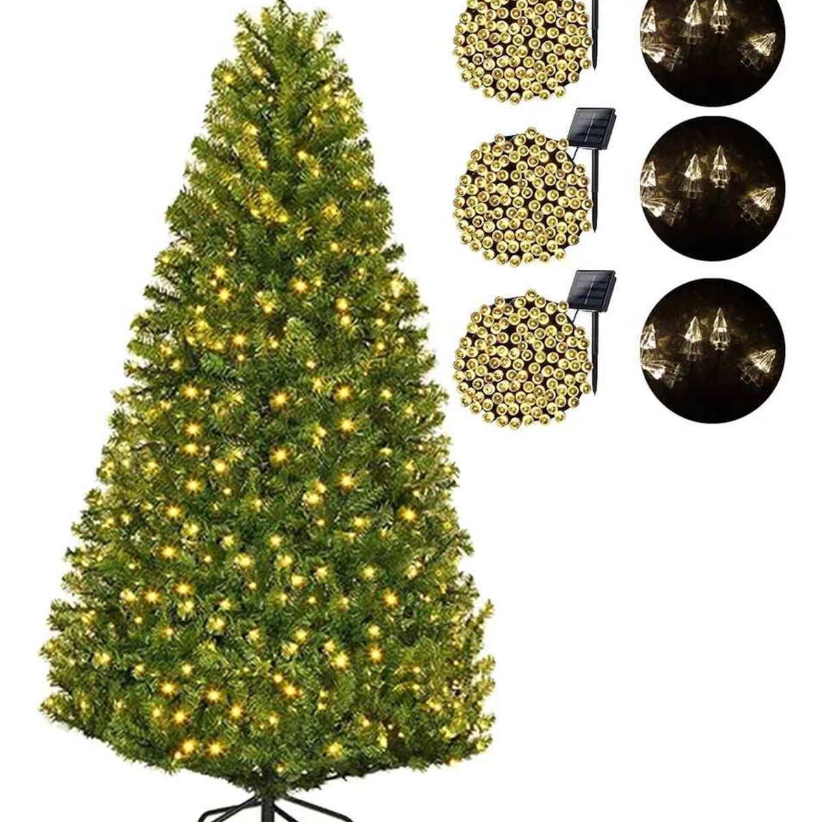 GENERICO - Arbol De Navidad Con Base + 6 Luces Solares Modelos Variados