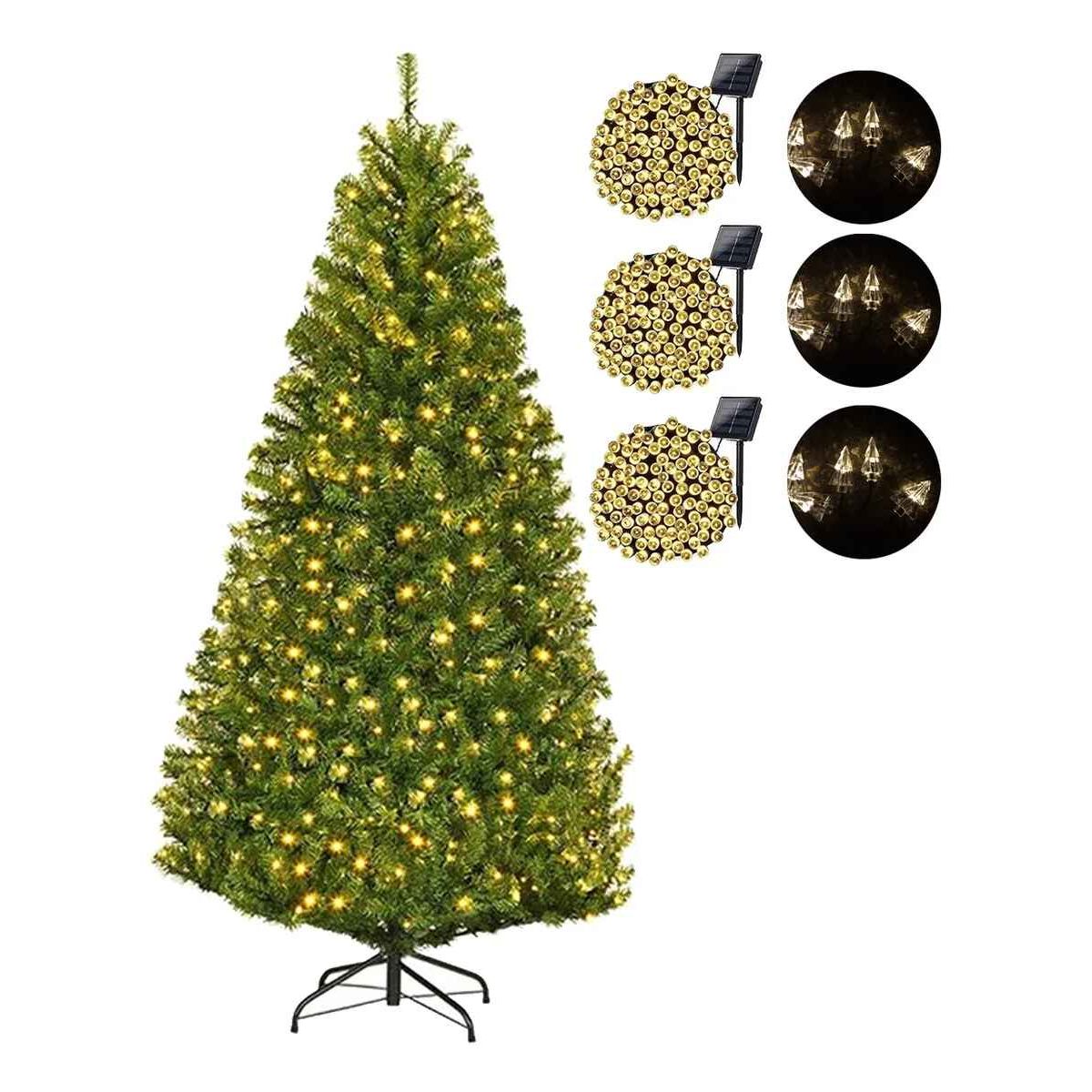 GENERICO - Arbol De Navidad Con Base + 6 Luces Solares Modelos Variados