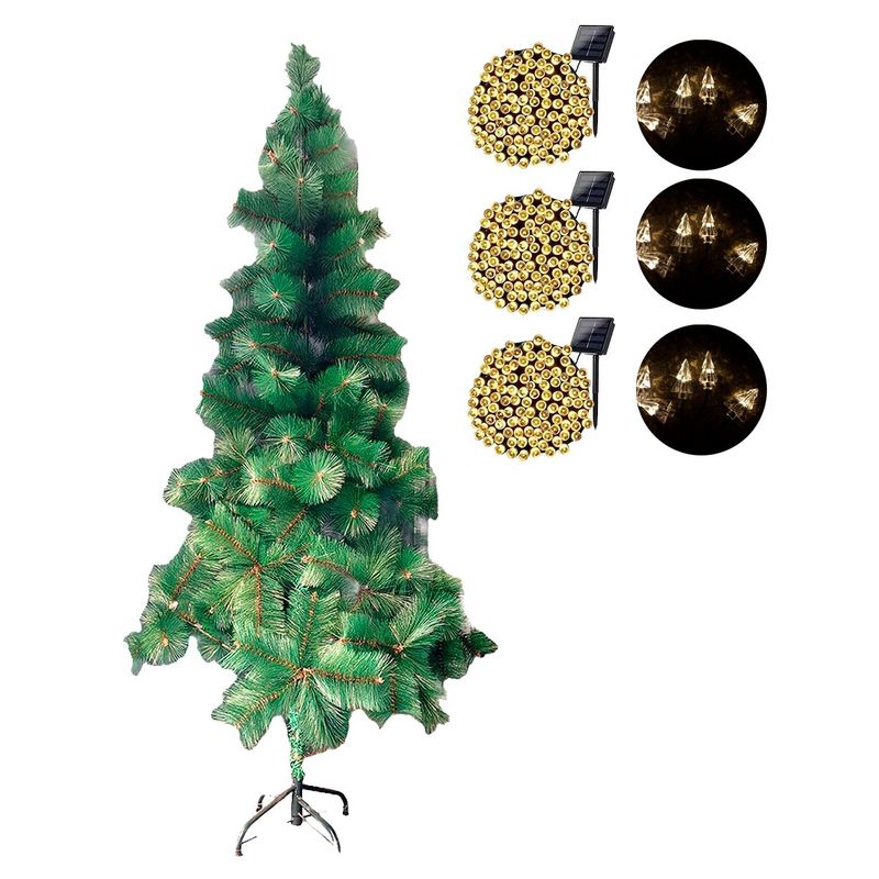 GENERICO - Arbol De Navidad Con Base + 6 Luces Solares Modelos Variados
