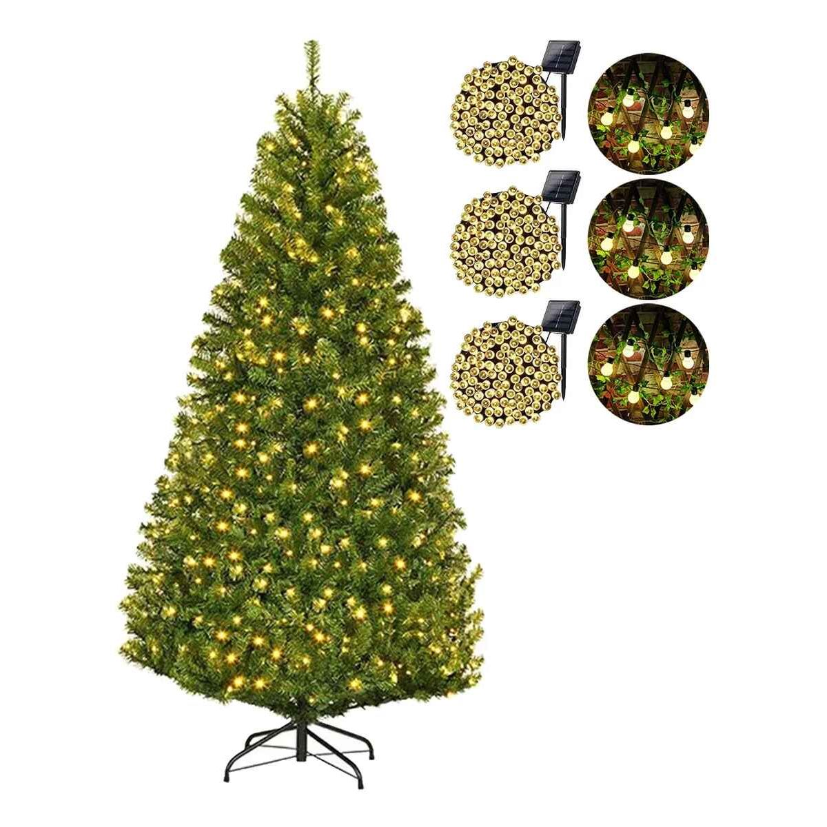 TASBEL - Arbol De Navidad Con Base + 6 Luces Solares Modelos Variados