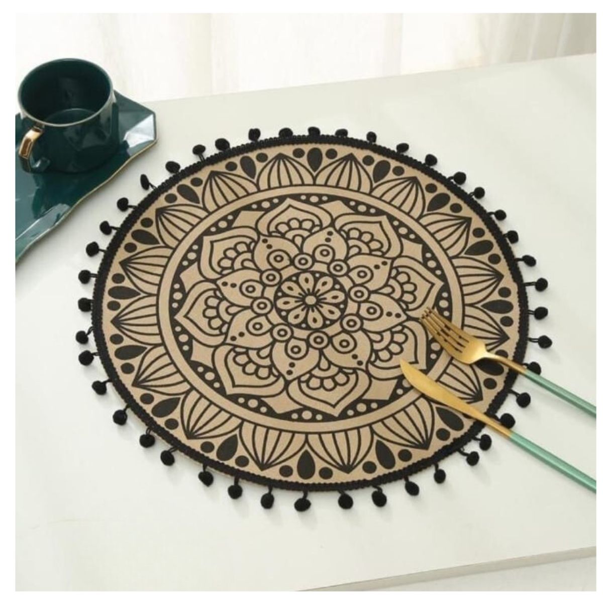 GENERICO - Set 06 Manteles Individuales De Mesa Bohemio Redondo