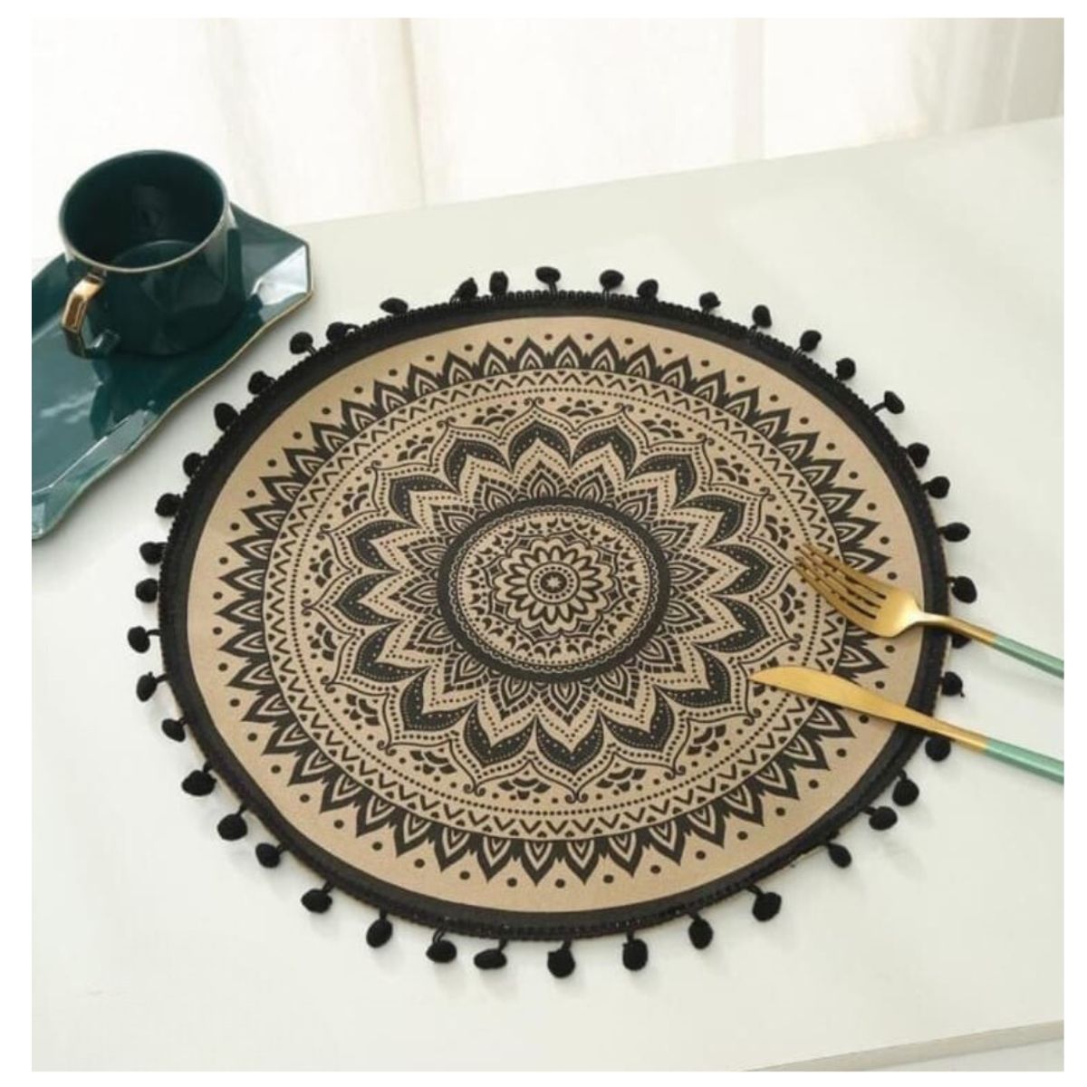 GENERICO - Set 06 Manteles Individuales De Mesa Bohemio Redondo