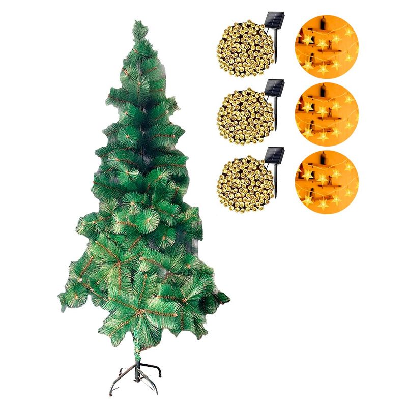 GENERICO - Arbol De Navidad Con Base + 6 Luces Solares Modelos Variados