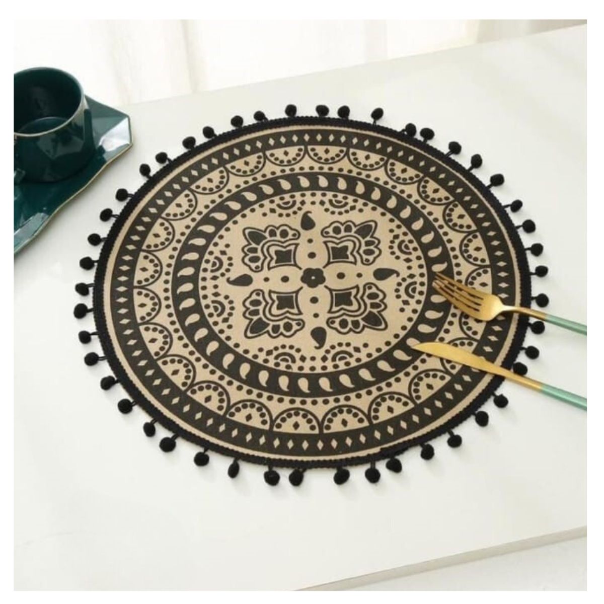 GENERICO - Set 06 Manteles Individuales De Mesa Bohemio Redondo