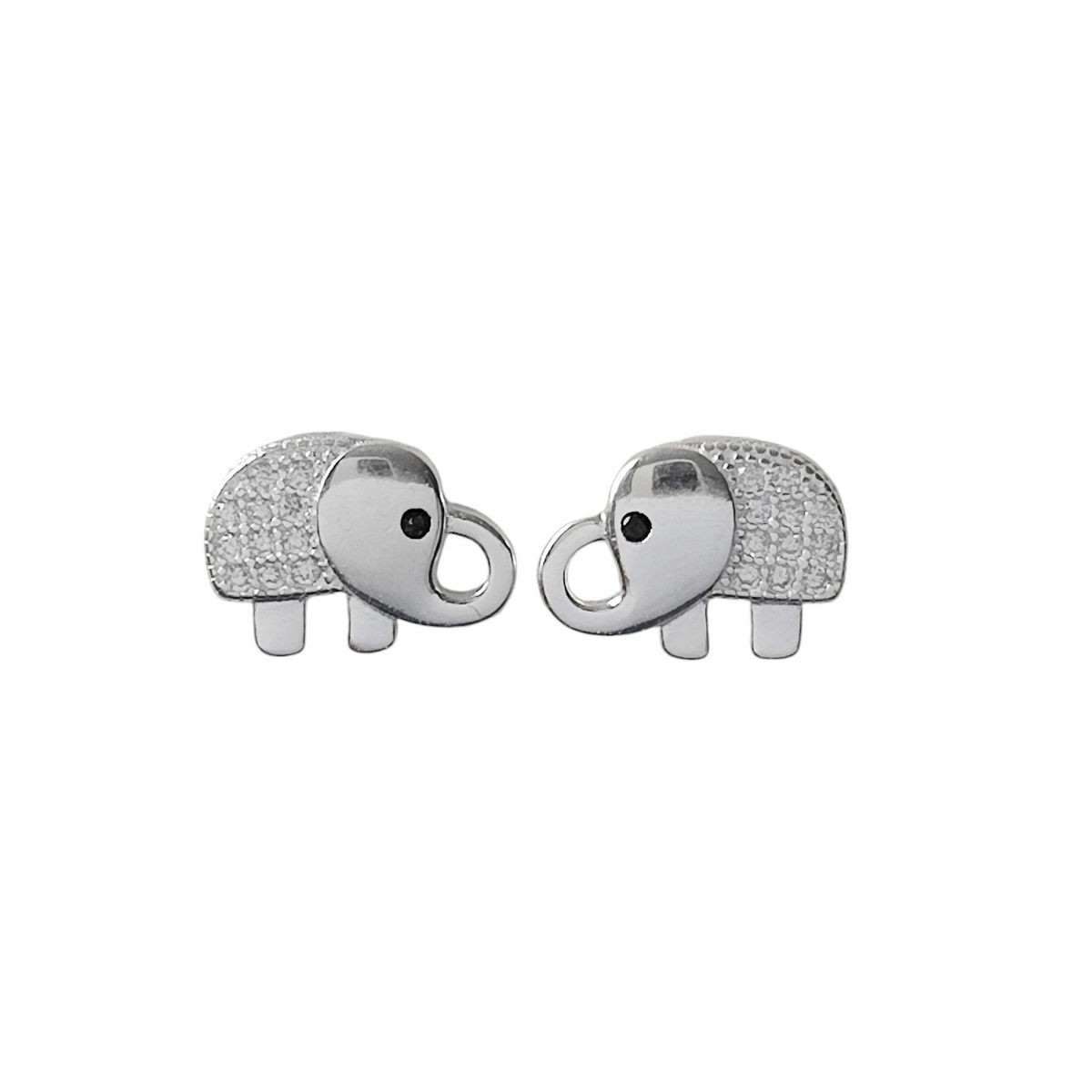 COGGIOLA - Aros Elefante Plano Circón Plata Fina 925