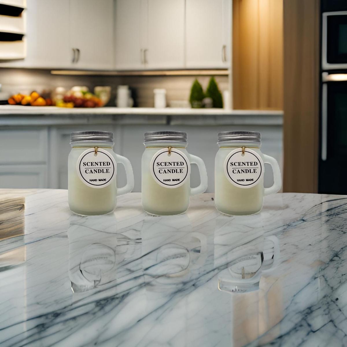 GENERICO - Set 3 Velas Aromatica Elegantes Taza Fragancia Duradera Deco - Blanco.