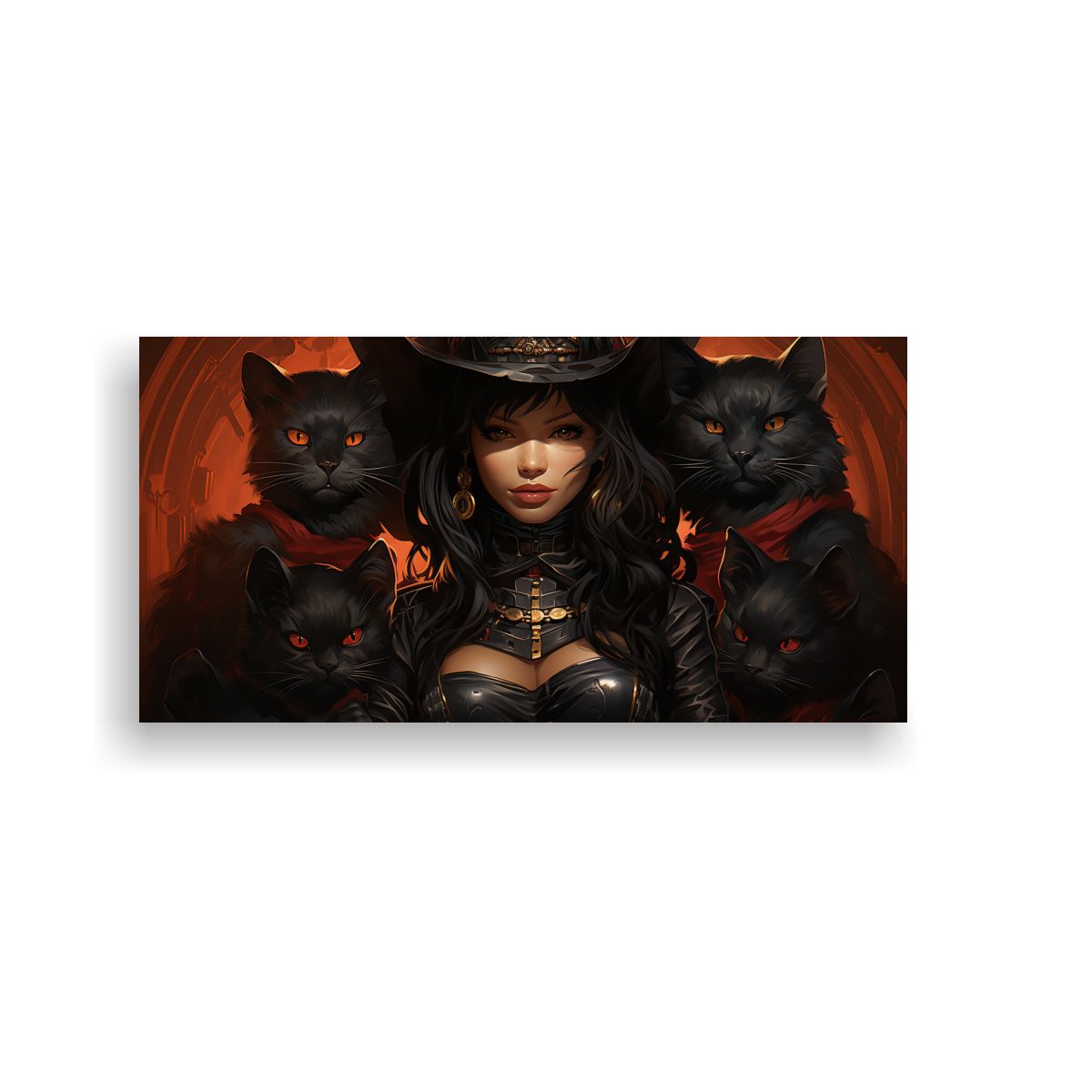 GENERICO - Pinturas Decorativas De Gatos Negros Apilados En E 160x80cm