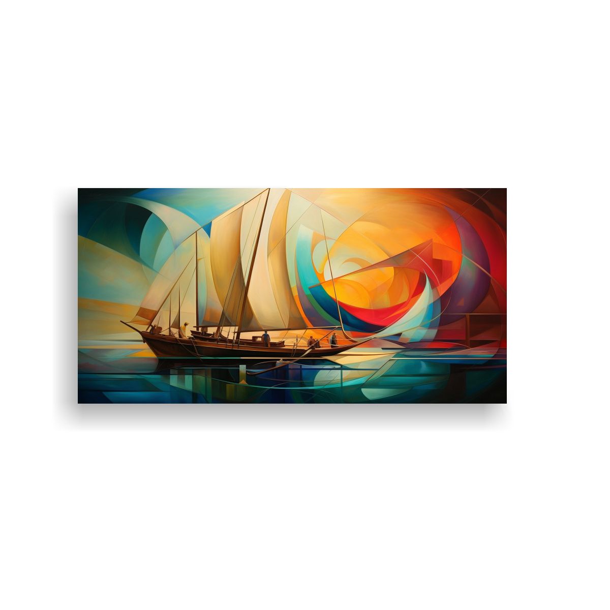 GENERICO - Cuadros Barcos Abstractos Arte Gráfico En Lienzo 160x80cm