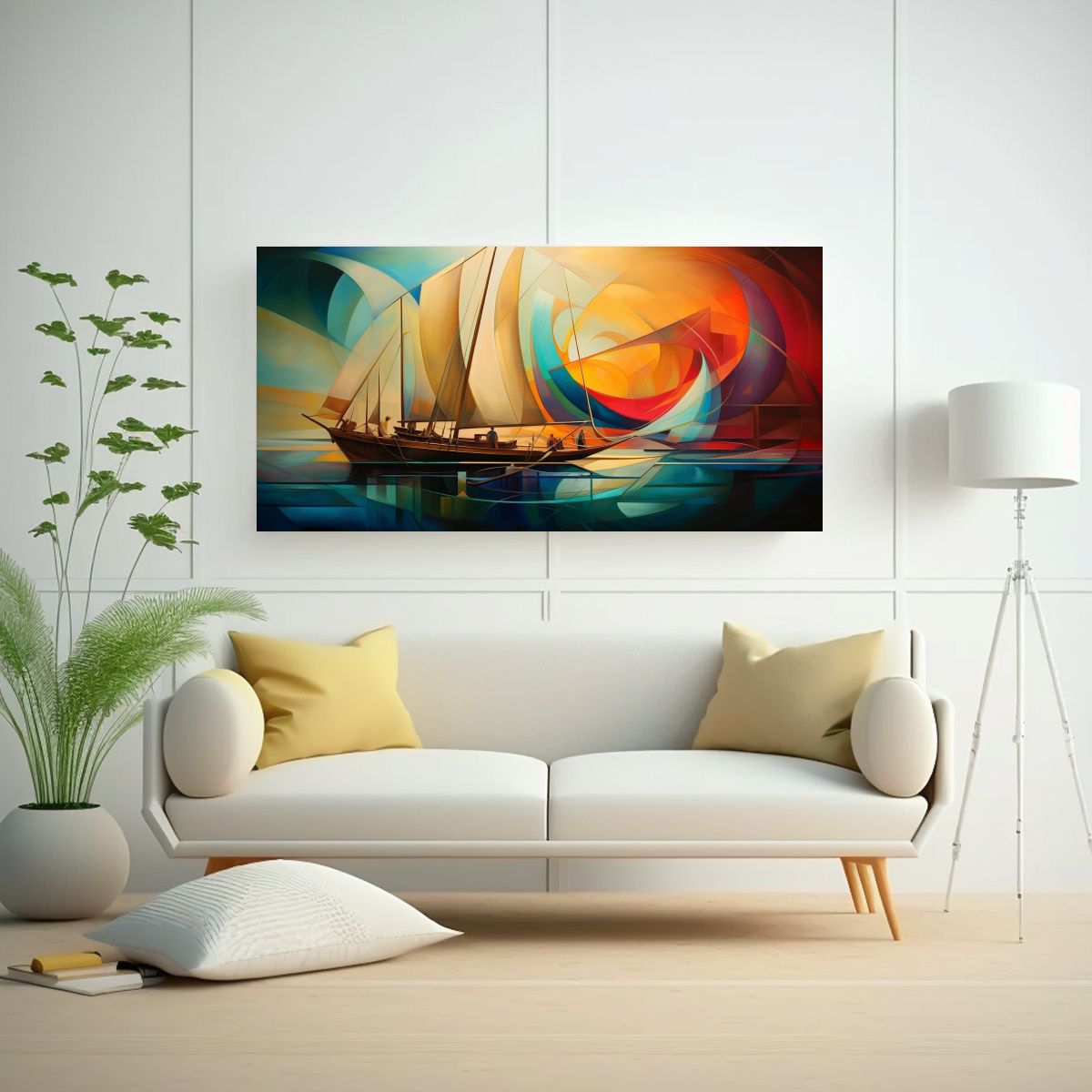 GENERICO - Cuadros Barcos Abstractos Arte Gráfico En Lienzo 160x80cm