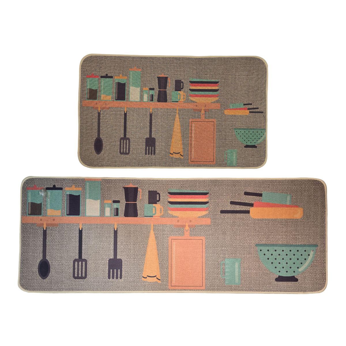 GENERICO - Set 2 Alfombras De Cocina Goma Antideslizante Diseño Cocina