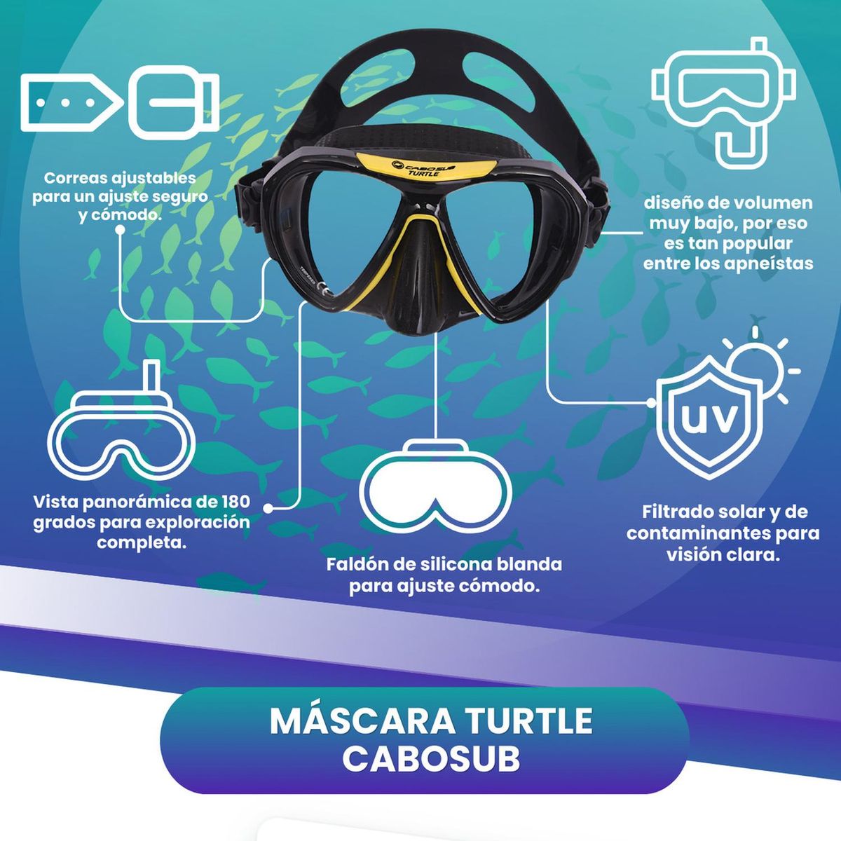 CABOSUB - Máscara Buceo Modelo Turtle Cabosub - Amarillo