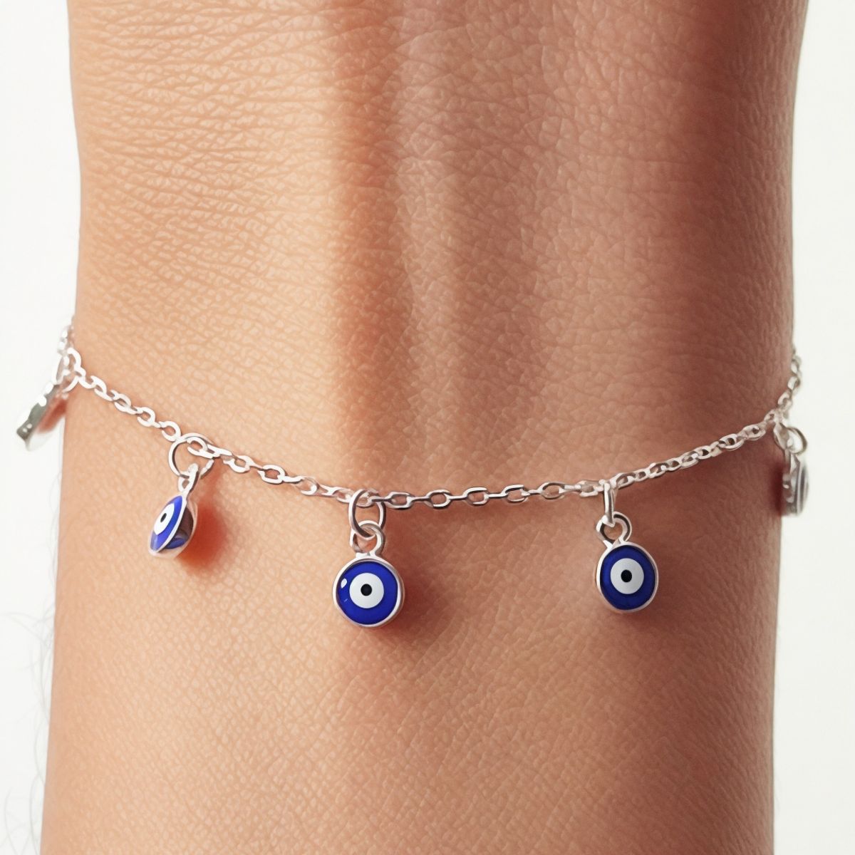 COGGIOLA - Pulsera Ojo Turco Cristal Azul Plata Fina 925