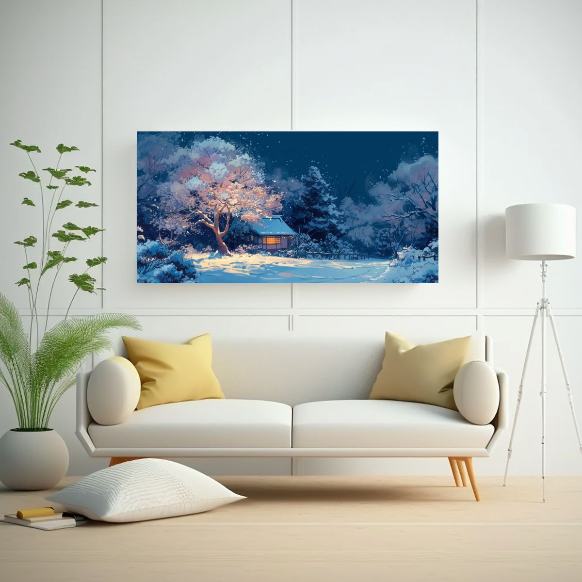 GENERICO - Cuadro De Invierno Encantador En El Estudio Horizo 160x80cm.