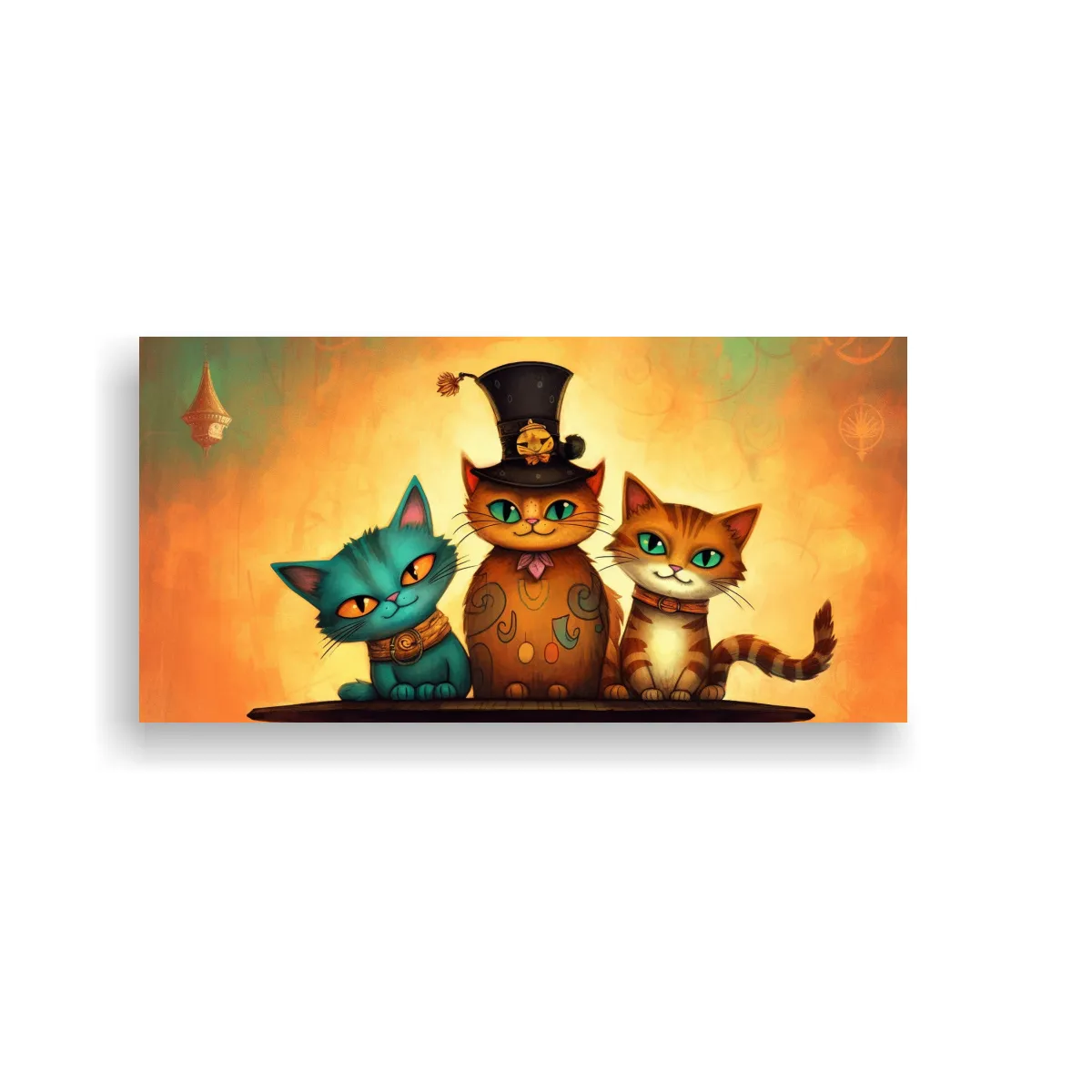 GENERICO - Cuadro Gatos Perched On Stack Mirando Al Cielo Mi 160x80cm