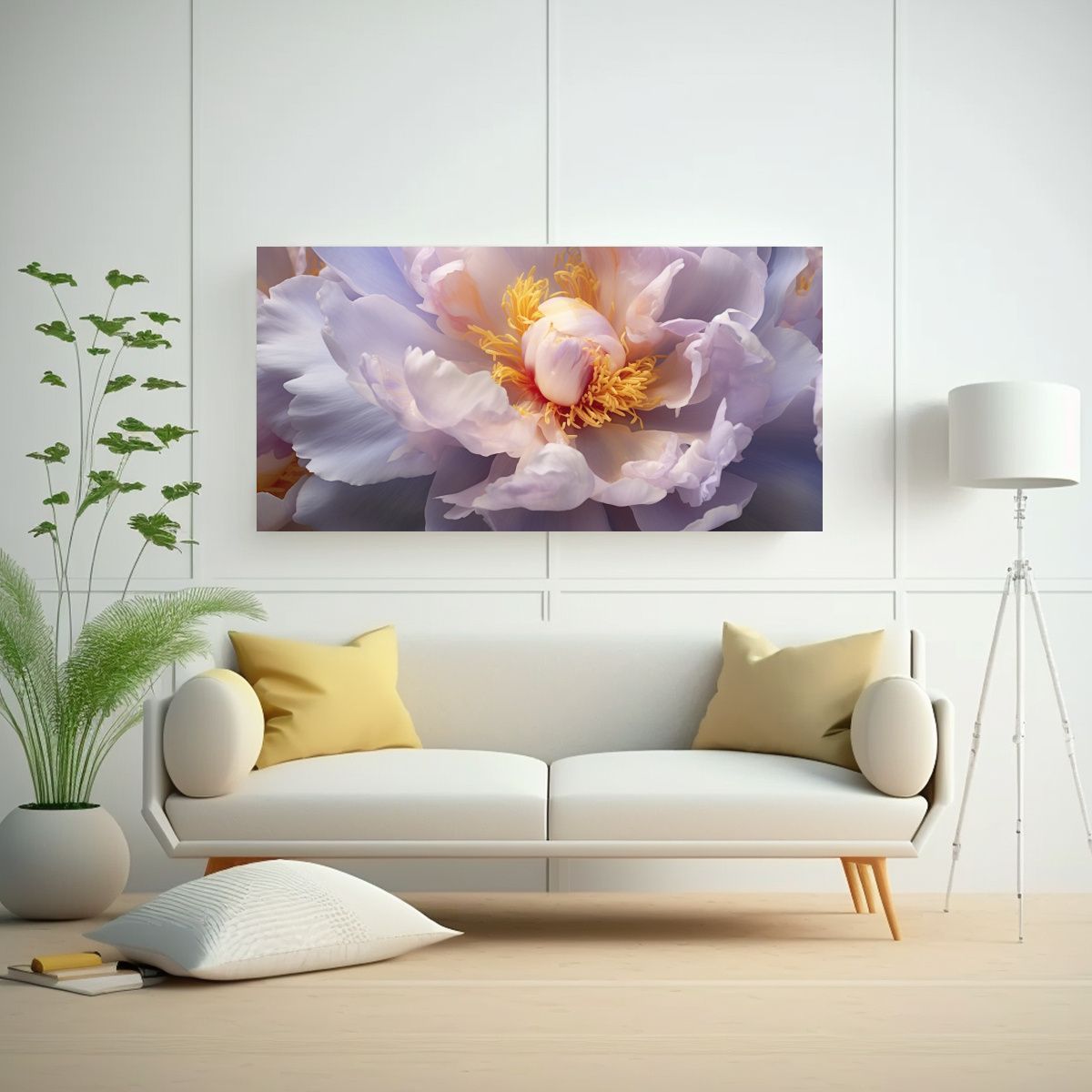 GENERICO - Lienzo De Tela Peonías Suaves Amarillo Realismo 160x80cm