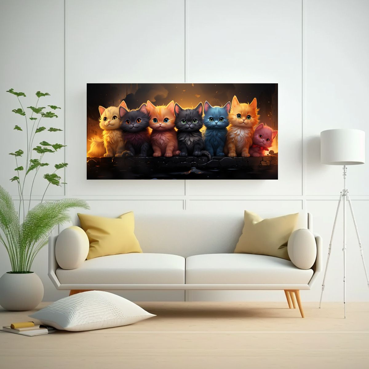 GENERICO - Cuadros Decorativos Arte De Pared Gatos Anime Ador 160x80cm