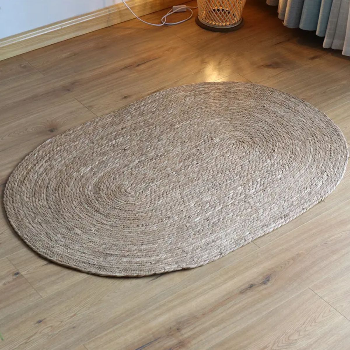 GENERICO - Alfombra De Yute Tradicional Rustica Ovalada Color Natural S