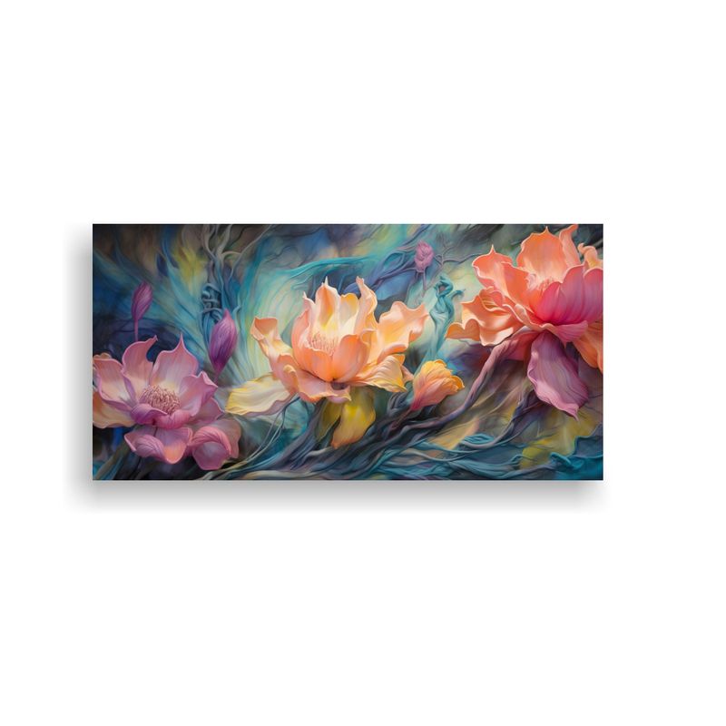 GENERICO - Pintura Floral Encaústica Simétrica De Fantasía 160x80cm