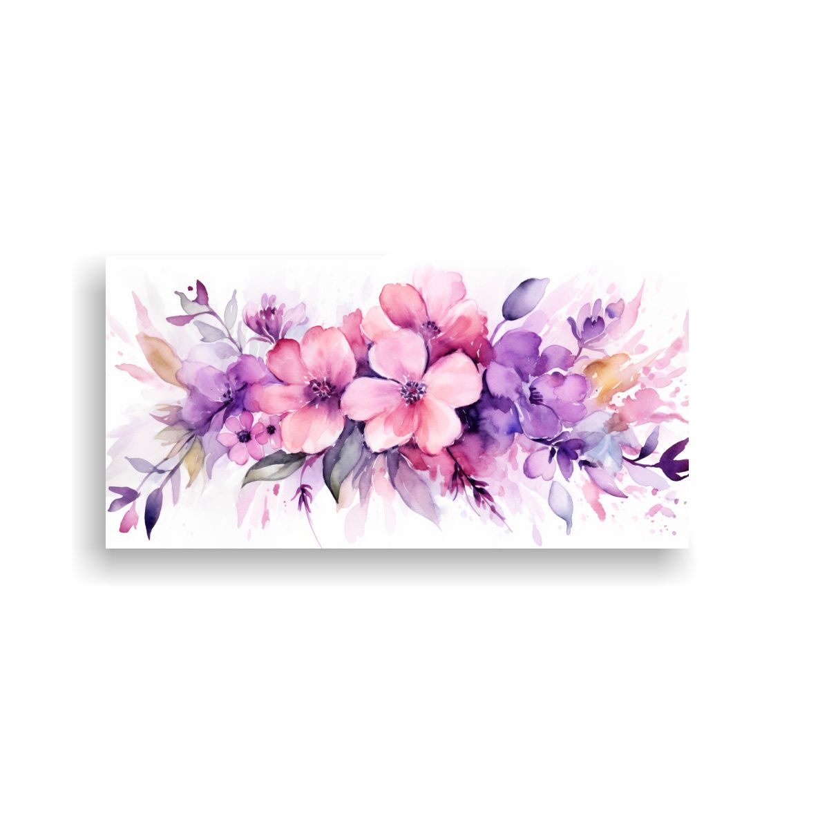 GENERICO - Cuadro Decorativo Lienzo Tela Flores Rosadas Y Mor 160x80cm