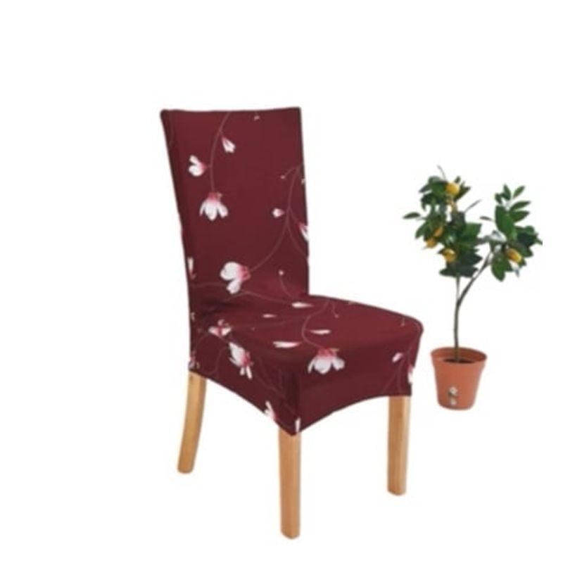 ANGELES DEL HOGAR - Fundas cubre Sillas Pack 6 unidades Flores burdeo