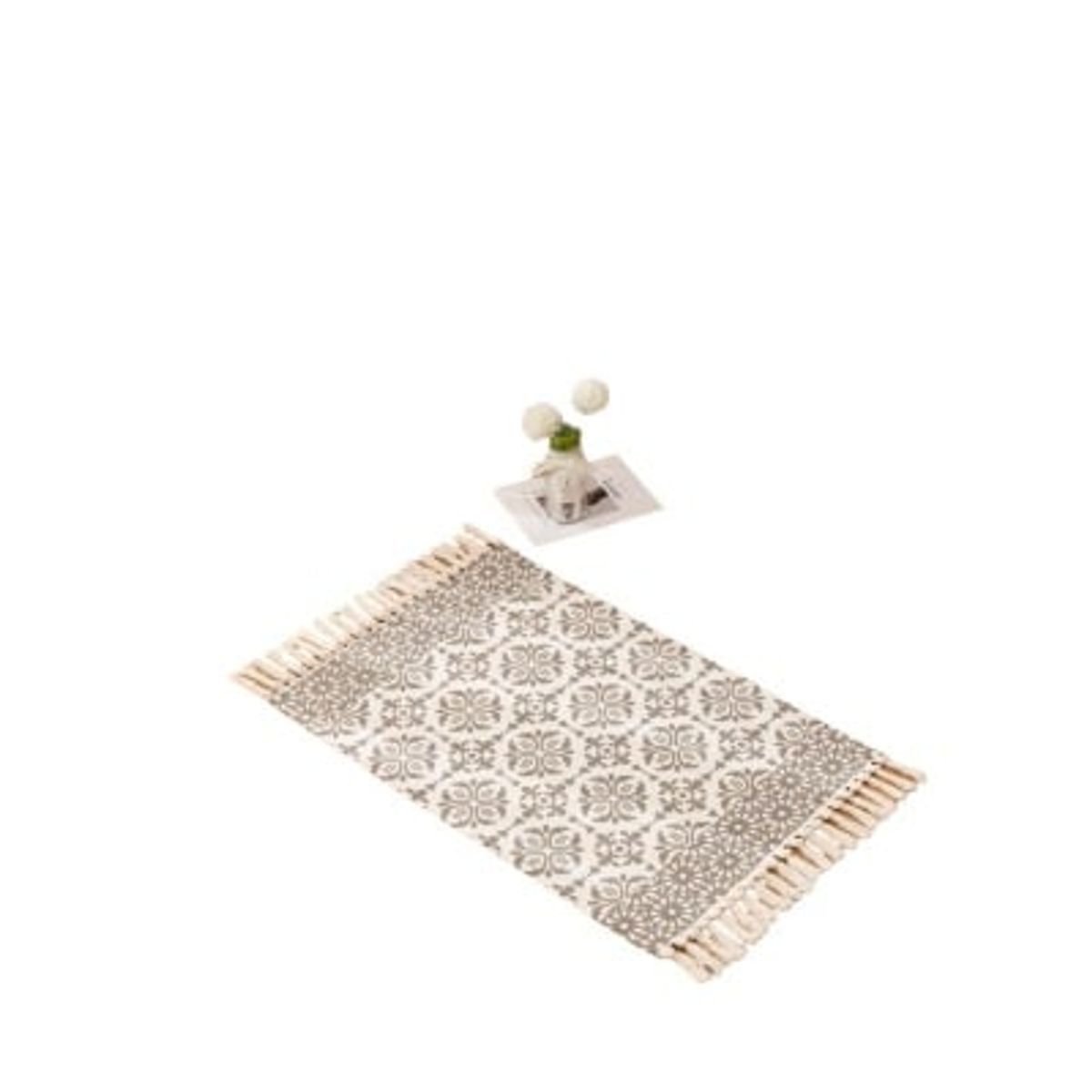 ANGELES DEL HOGAR - Alfombra de lino Bajada de Cama Estilo Étnico100x60cm Diseño 5