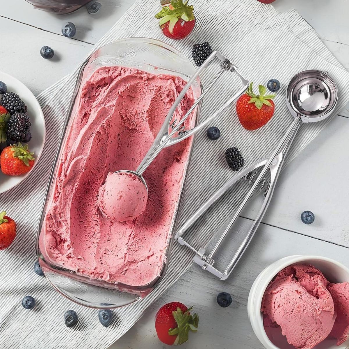 BAZUCA - Cuchara para servir Helado Profesional Acero Inoxidable 6cms