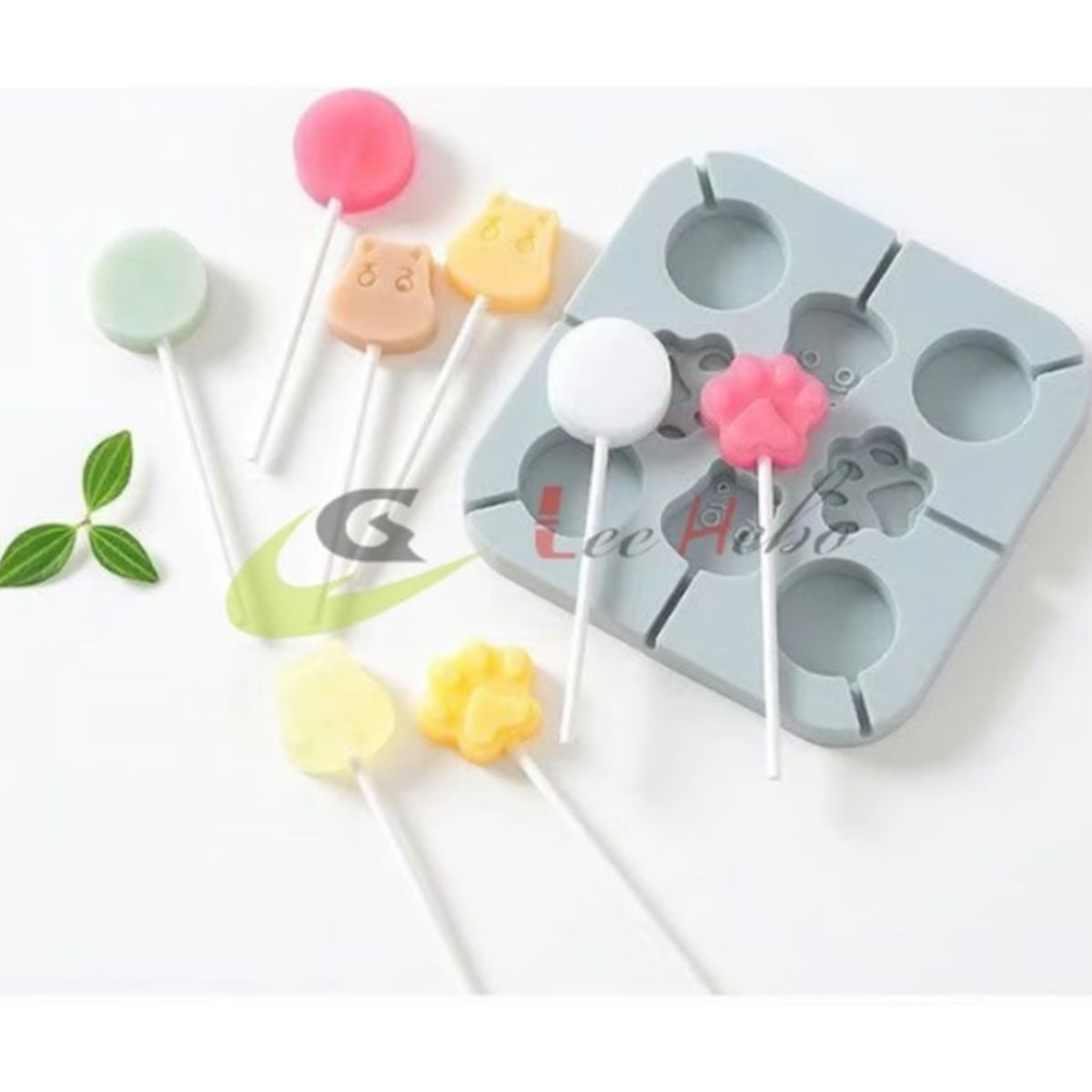 GENERICO - Molde Silicona Para Chocolate Paleta Circular-Patitas De Perro