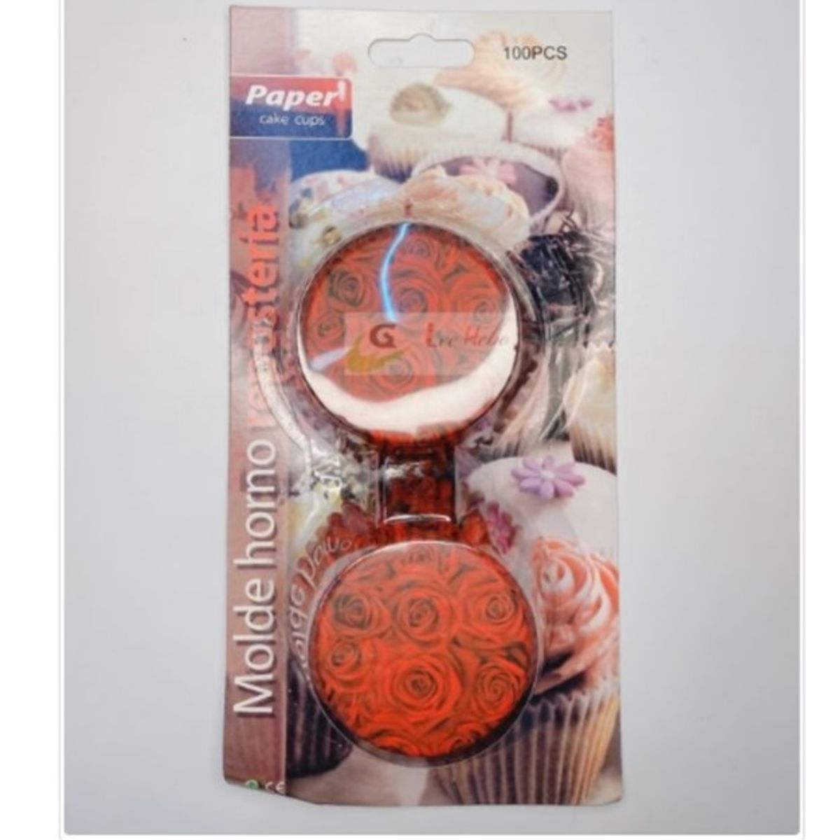 GENERICO - Capsula Cupcake 12cm Diseños Flor Roja 100 Pcs