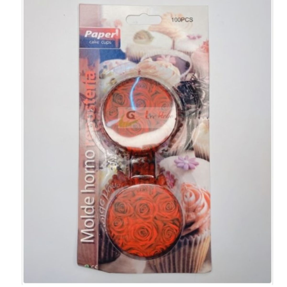 GENERICO - Capsula Cupcake 12cm Diseños Flor Roja 100 Pcs