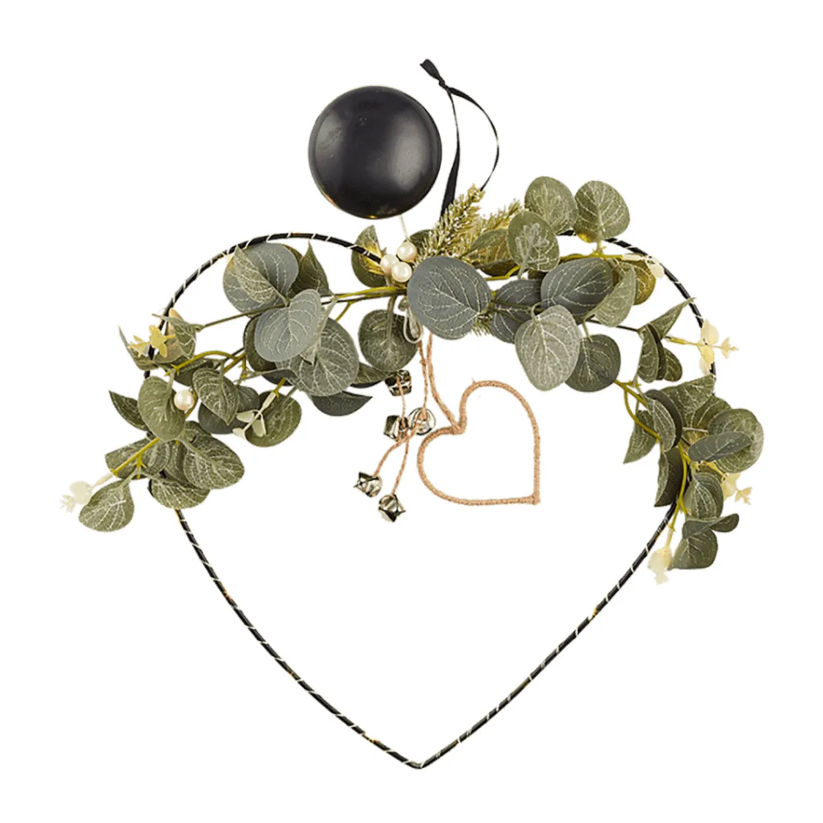 GENERICO - ADORNO metálico con mini LED y flores CORAZÓN