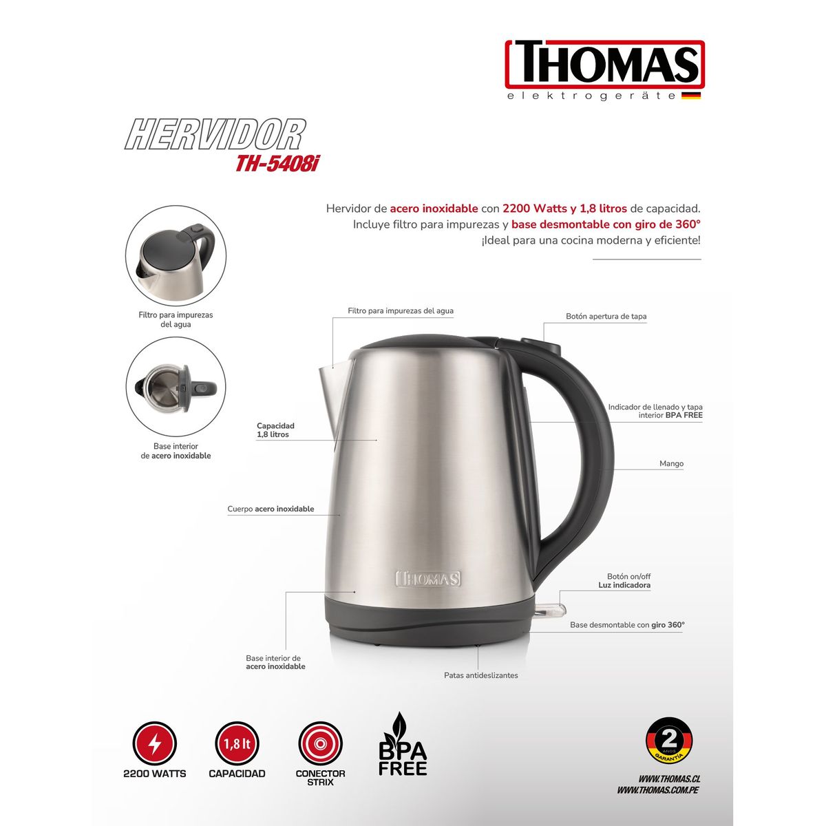 THOMAS - HERVIDOR THOMAS TH-5408i