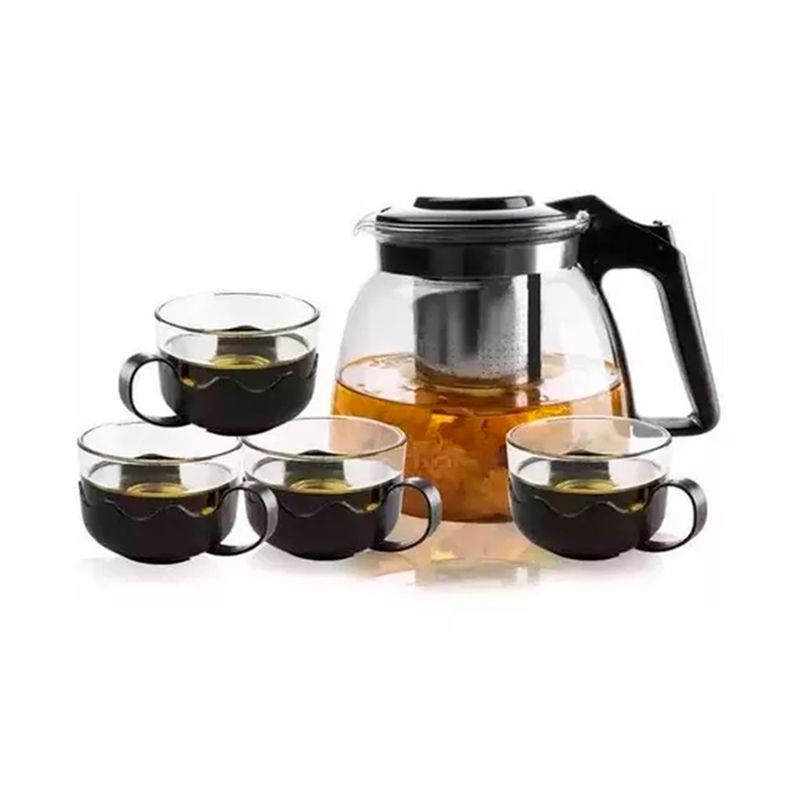 GENERICO - Tetera De Vidrio Resistente Al Calor Con Filtro + 4 Tazas