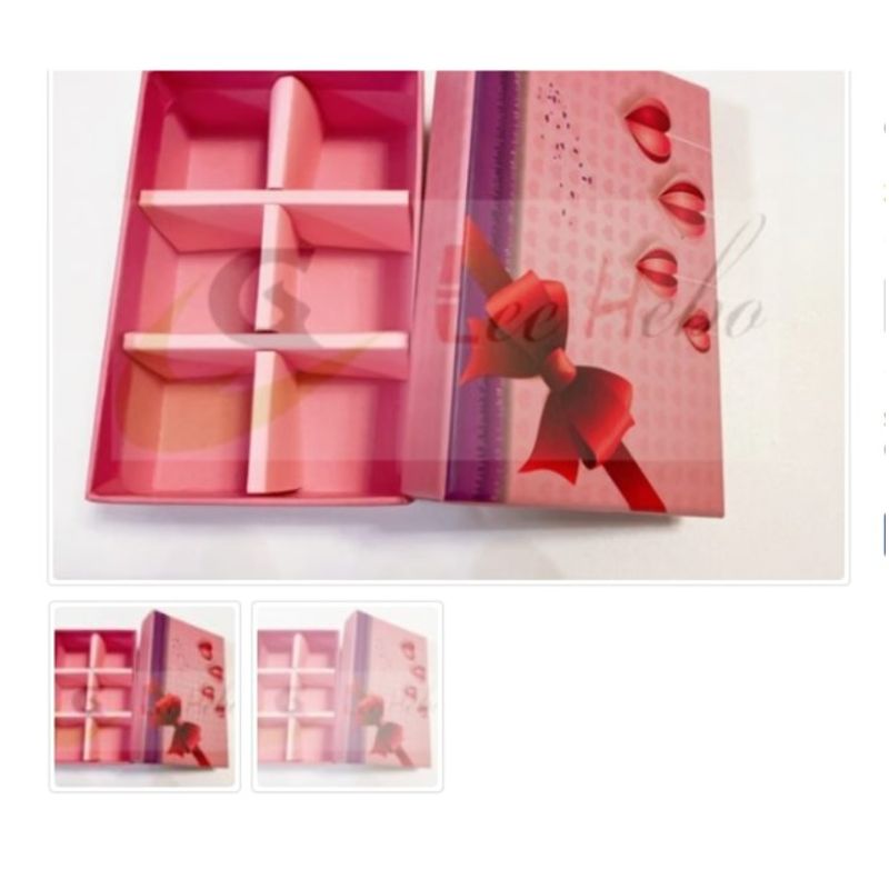 GENERICO - Caja Para Chocolate 6 Divisiones Rosa