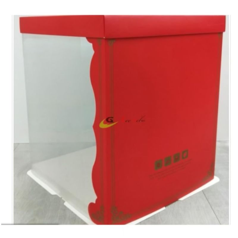 GENERICO - Caja P/Torta Trans C/Rojo 34cm 5 Unidades