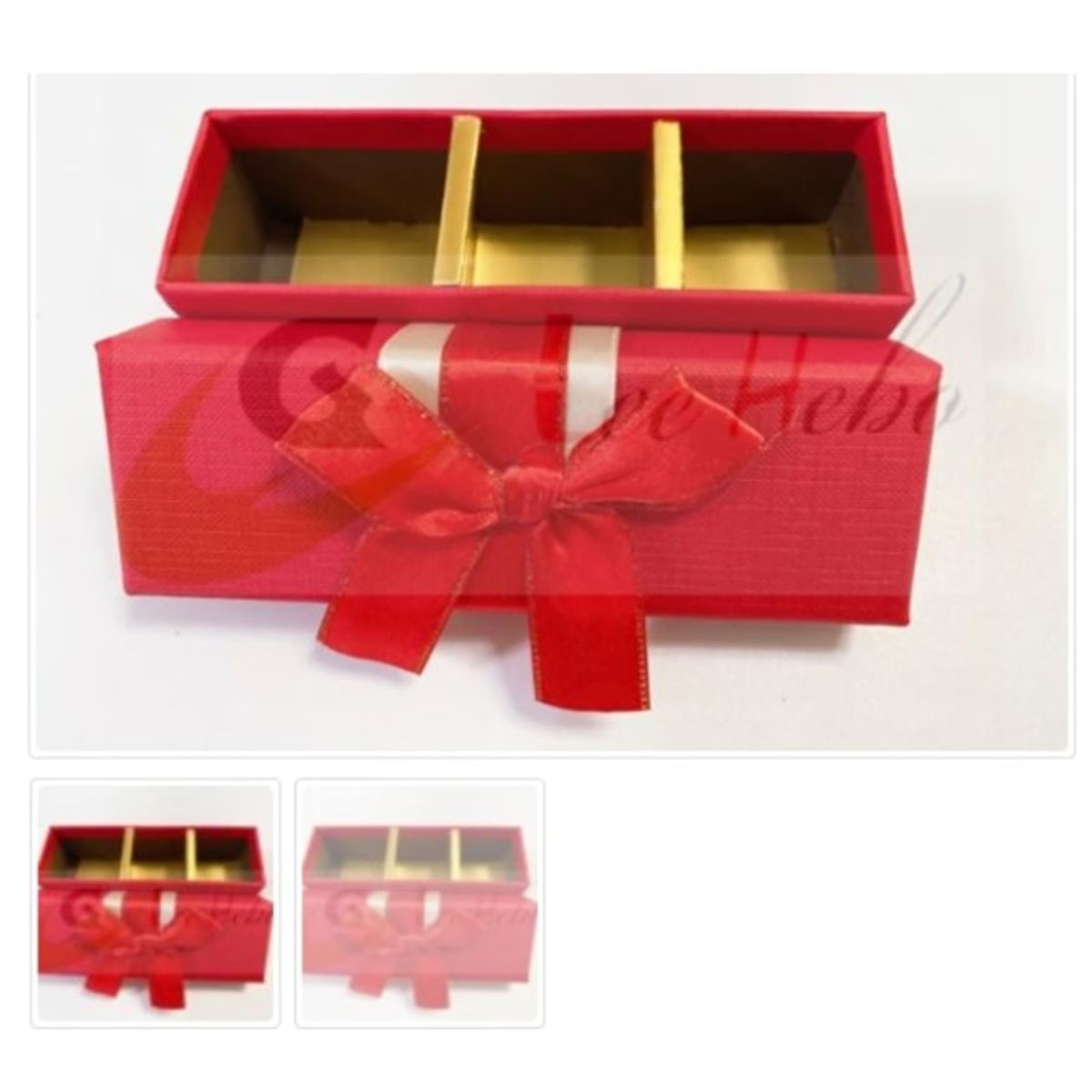 GENERICO - Caja Para Chocolate 3 Puestos Roja