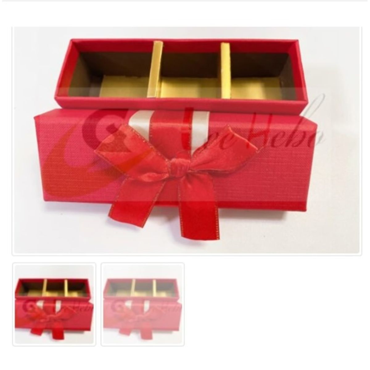 GENERICO - Caja Para Chocolate 3 Puestos Roja