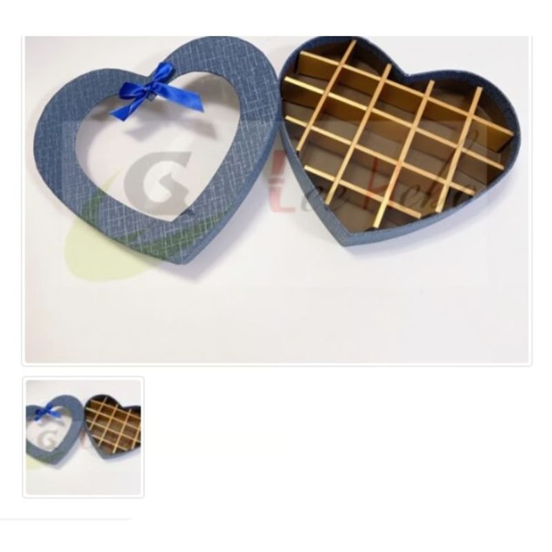 GENERICO - Caja Para Chocolate 18 Puestos Forma Corazon Azul
