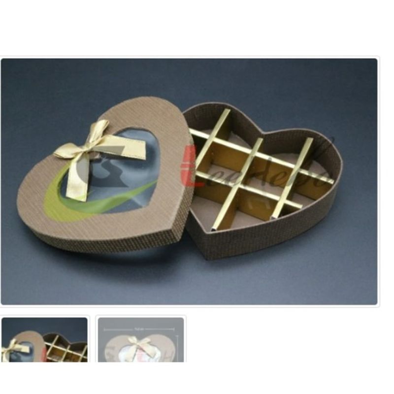GENERICO - Caja para Chocolate 10 Puestos Forma Corazon Color Cafe