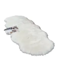 ANGELES DEL HOGAR - Alfombra Piel de Oveja 140x60cm Blanco