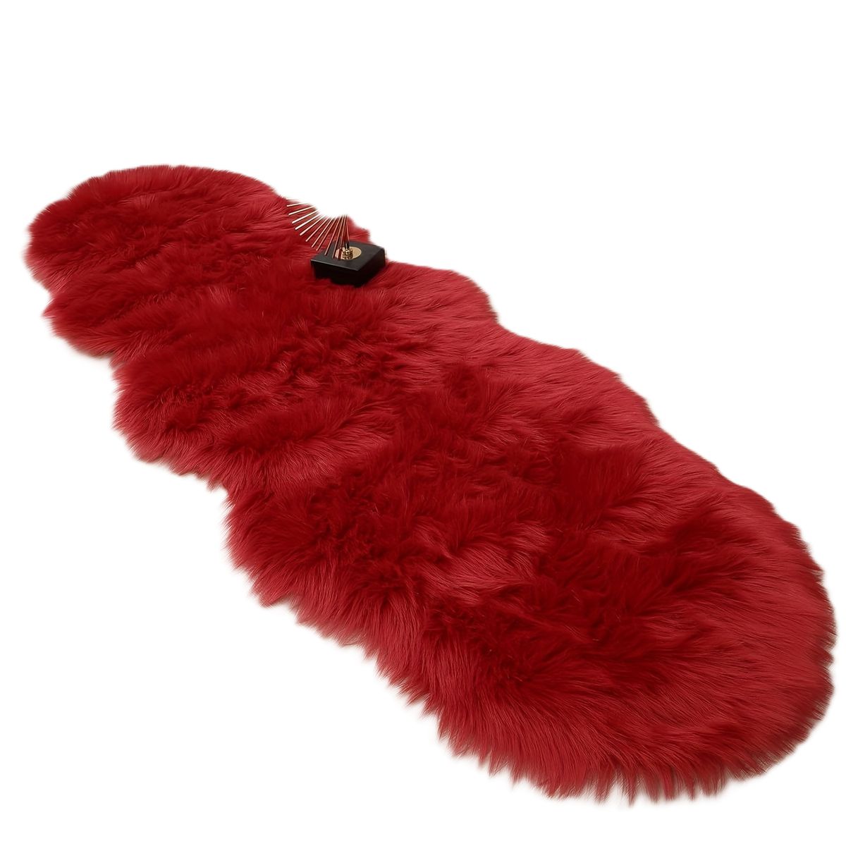 ANGELES DEL HOGAR - Alfombra Piel de Oveja 140x60cm Rojo