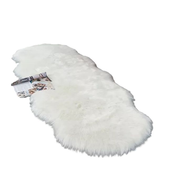 ANGELES DEL HOGAR - Alfombra Piel de Oveja 180x60cm Blanco