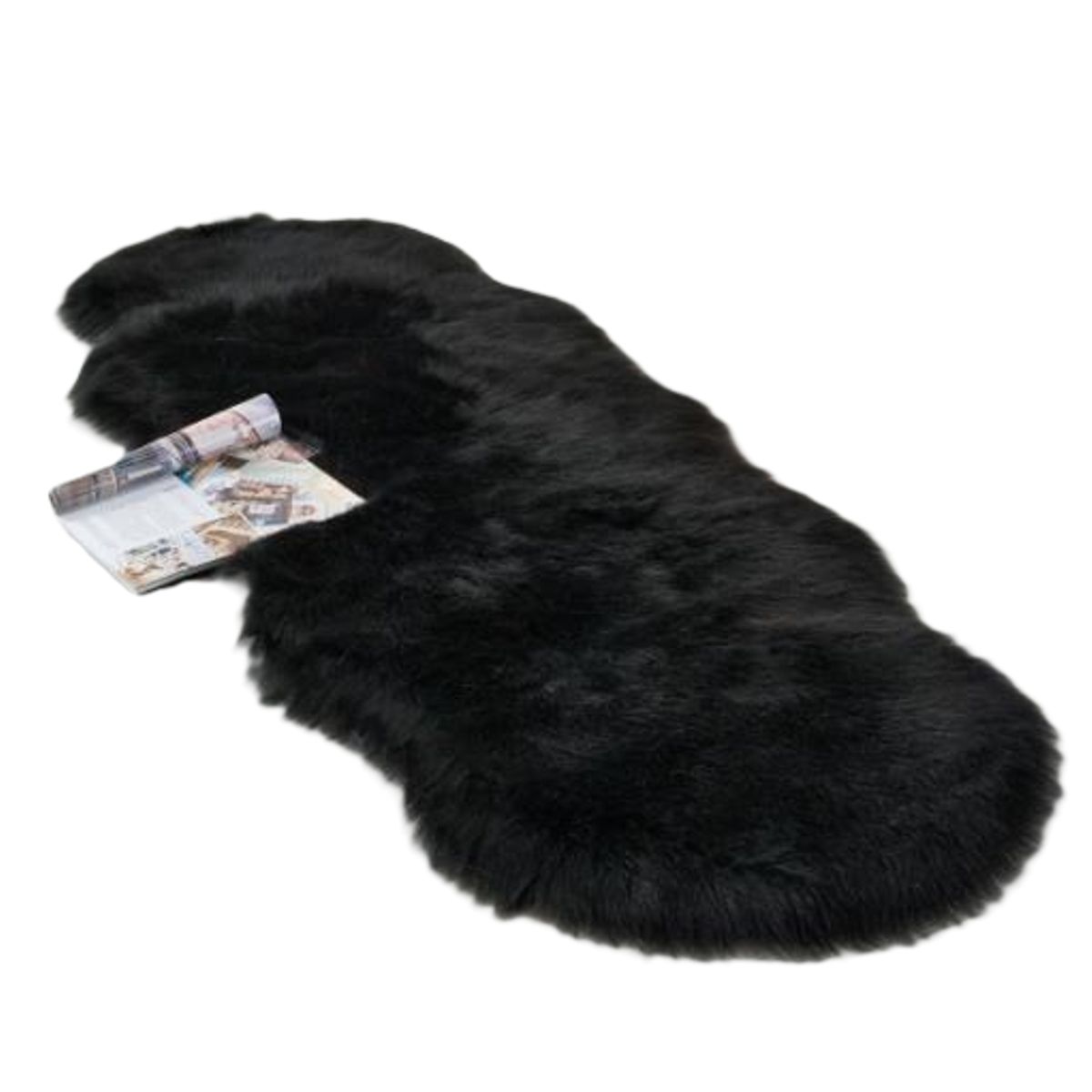 ANGELES DEL HOGAR - Alfombra Piel de Oveja 180x60cm Negro